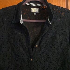 💜💜 Ladies Black Lace Long Sleeved ButtonUp Too Size M by VOLCOM